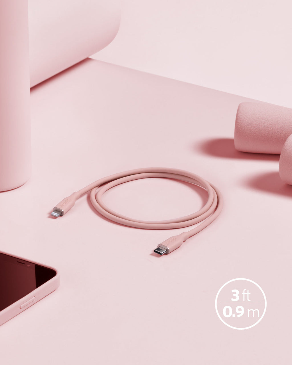 Anker 641 USB-C to Lightning Cable (Flow, 3 ft Silicone)